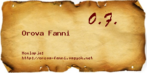 Orova Fanni névjegykártya